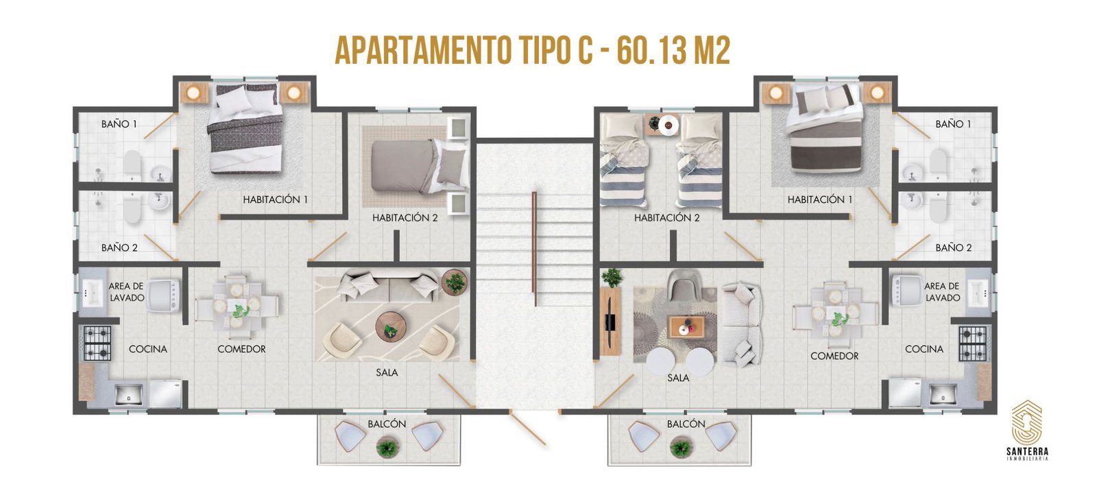 APARTAMENTO TIPO C – 60.13 M2