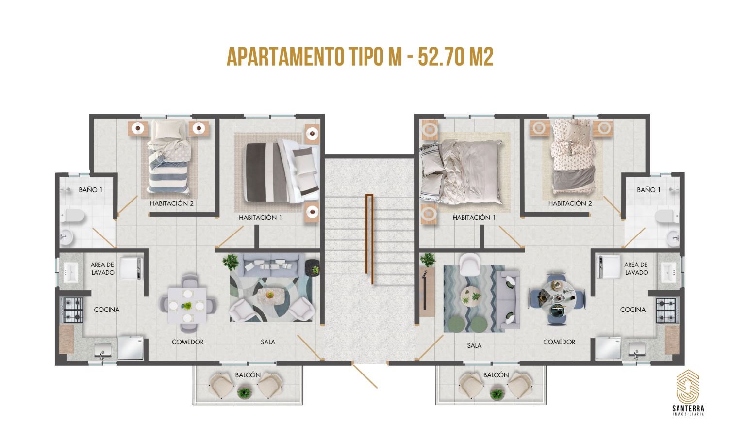 APARTAMENTO TIPO M – 52.70 M2